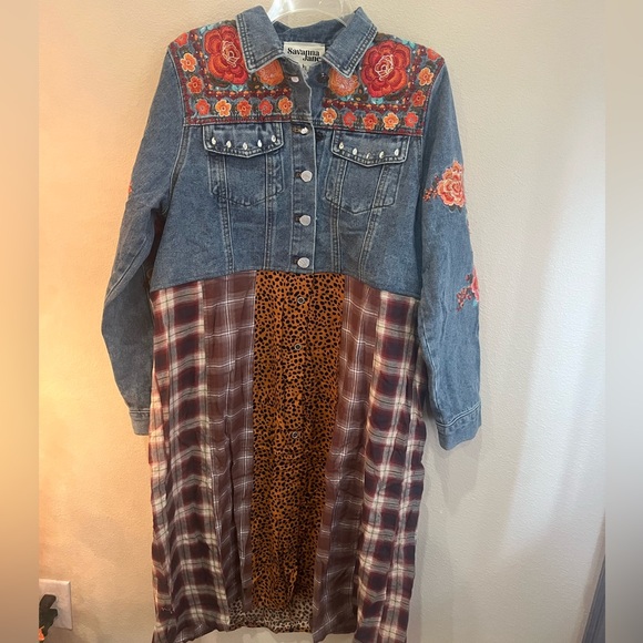 Boho Patchwork Midi Dress in Brown & Denim - Picture 4 of 8